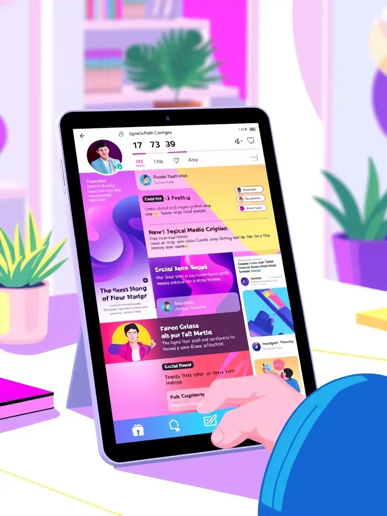 A social media feed with diverse posts and engagement metrics, representing Start Digital's Social Media Management service.
